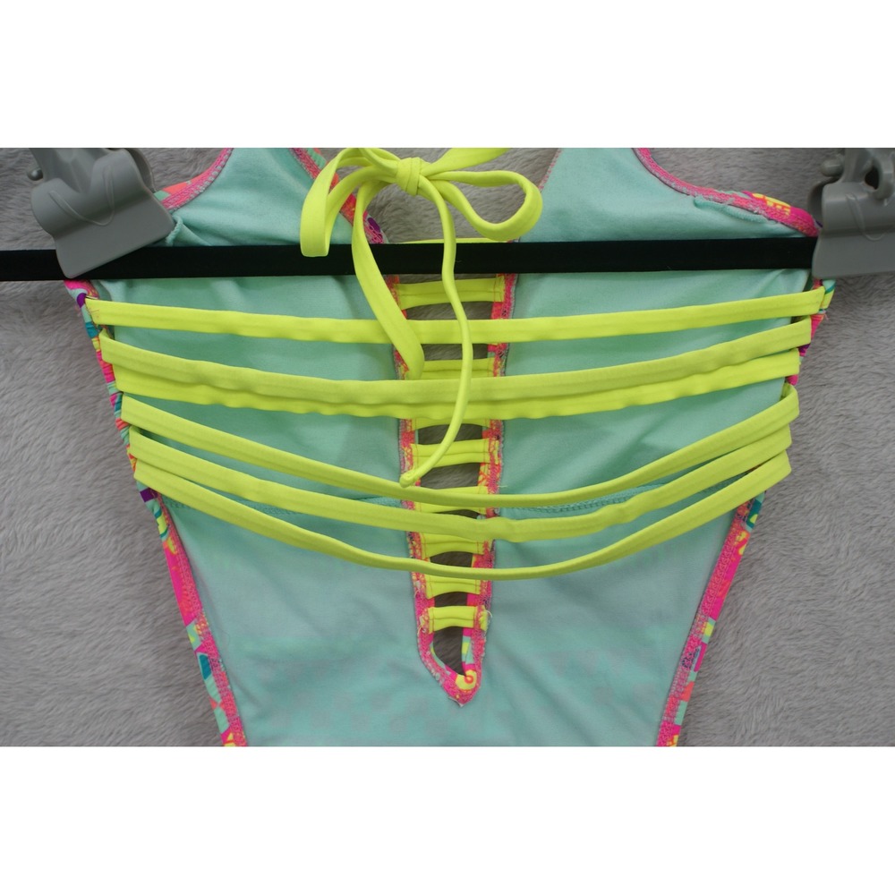 OP Ocean Pacific Womens Neon Tribal Print Monokini Cutout Swimsuit Multi M 7-9 - Picture 10 of 13
